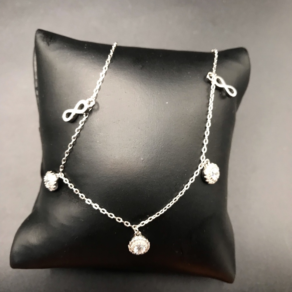Elegant 925 Sterling Silver Cz Charms Bracelet Or Anklet